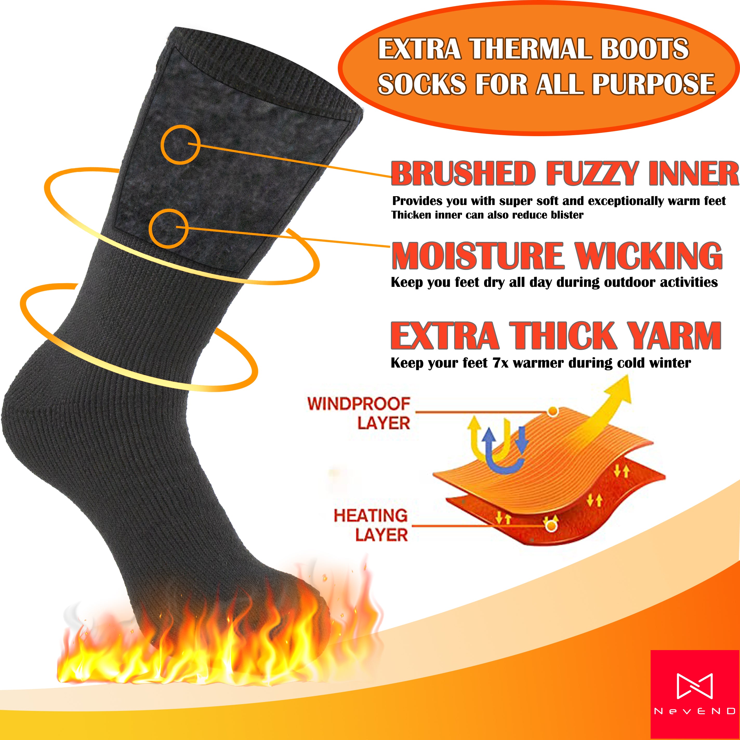 6-Pairs Winter Thermal Heated Socks for Men