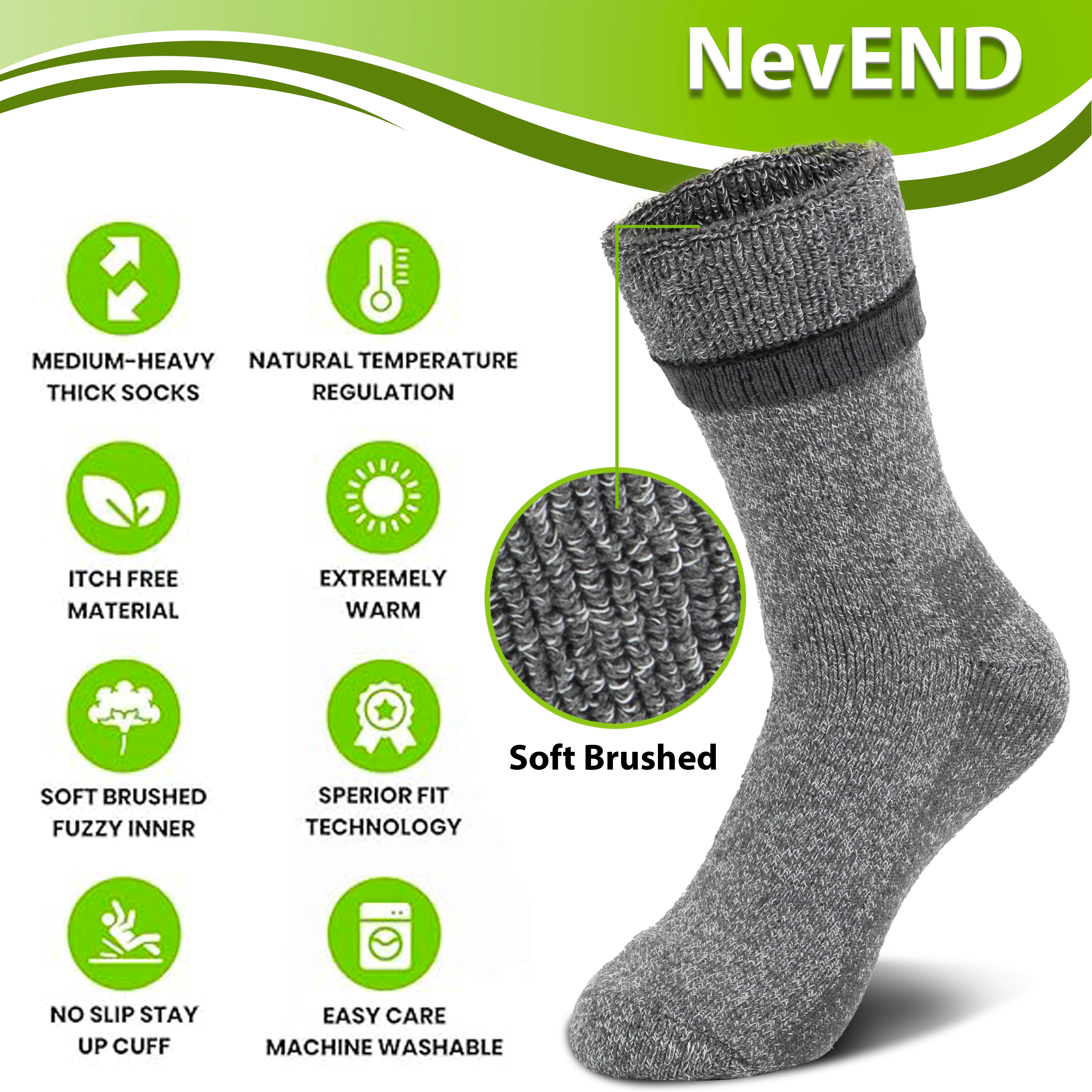 3-Pairs Men’s Thermal Winter Boot Socks Size 10-13