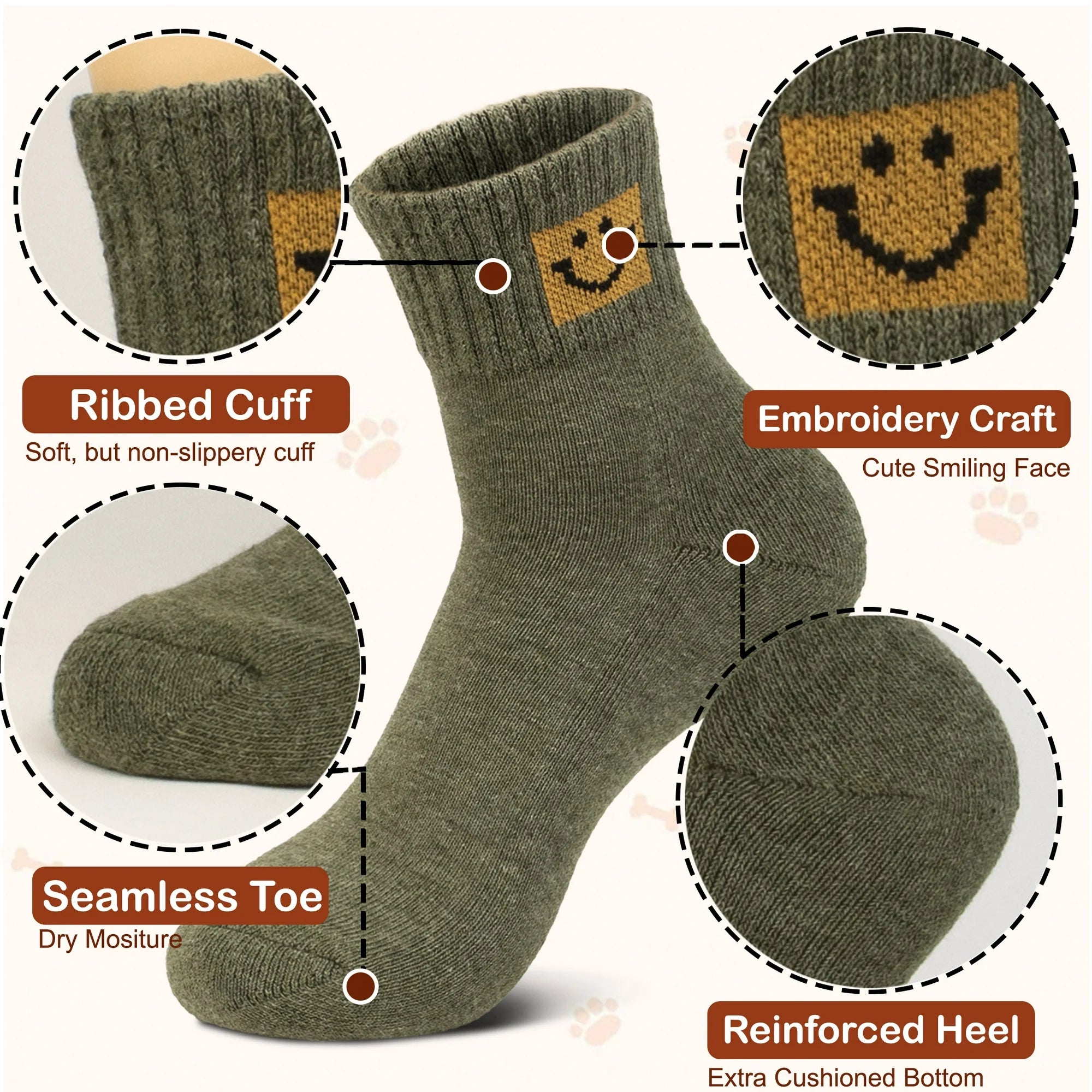 6-Pairs Women’s Cotton Mini Crew Socks – Cute Aesthetic Design