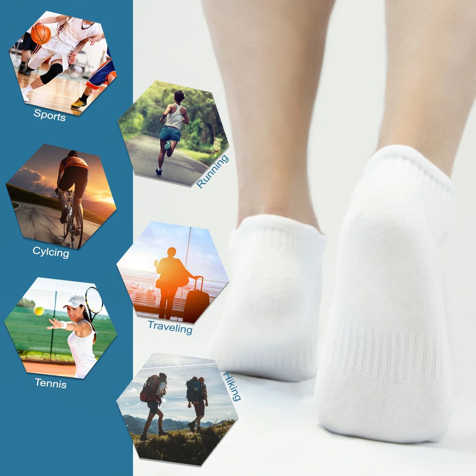 6-Pairs Performance Cushioned Athletic Cotton Socks