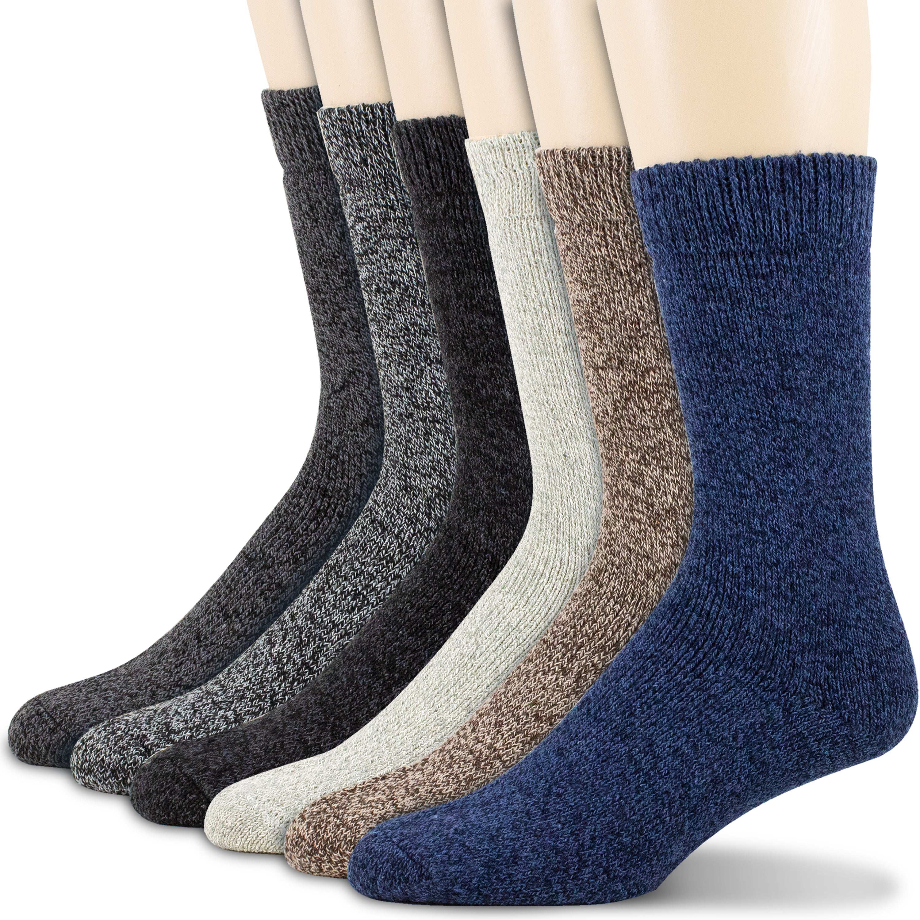 6-Pairs Men’s Merino Wool Thermal Boot Socks Size 10-13