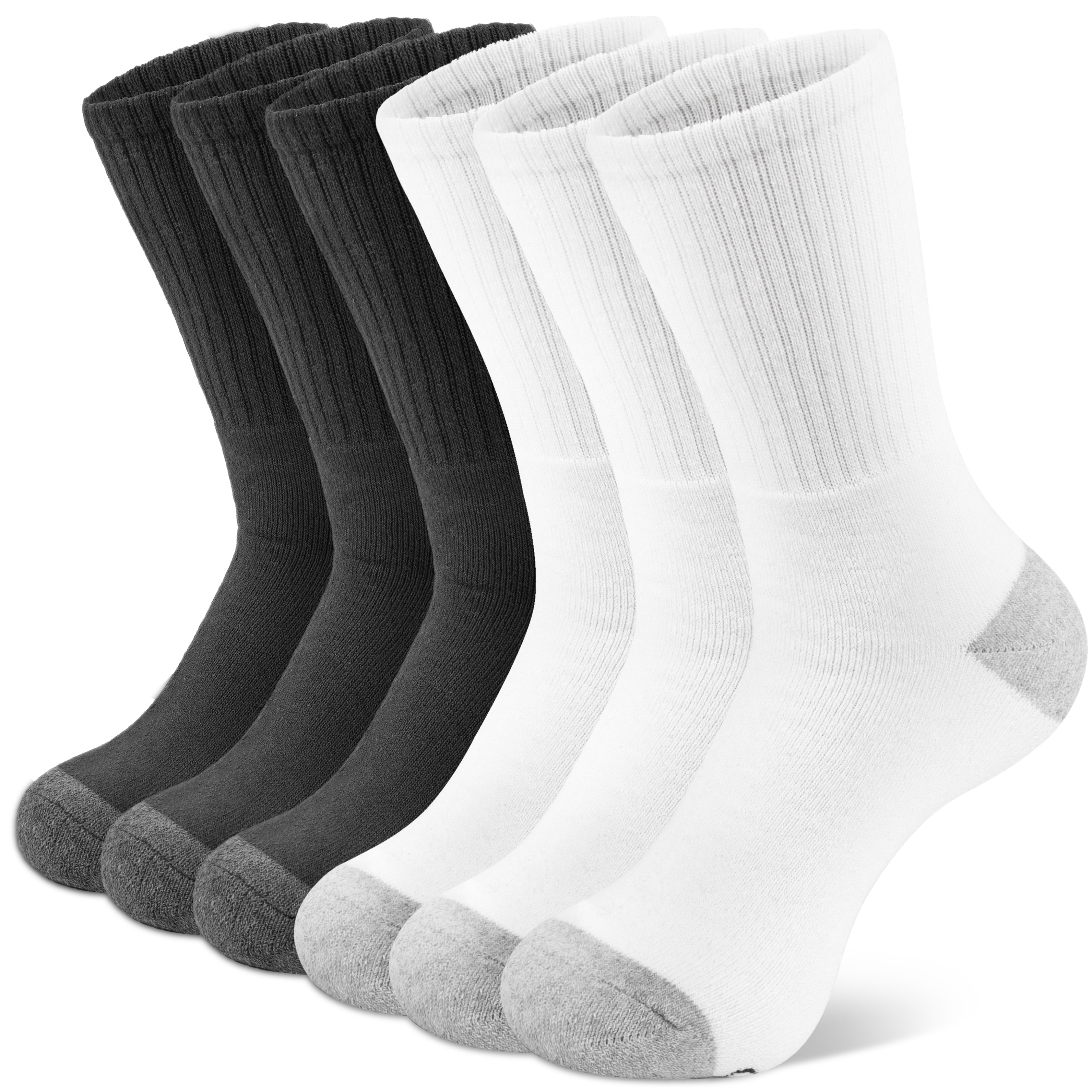 6-Pairs Cotton Athletic Crew Socks