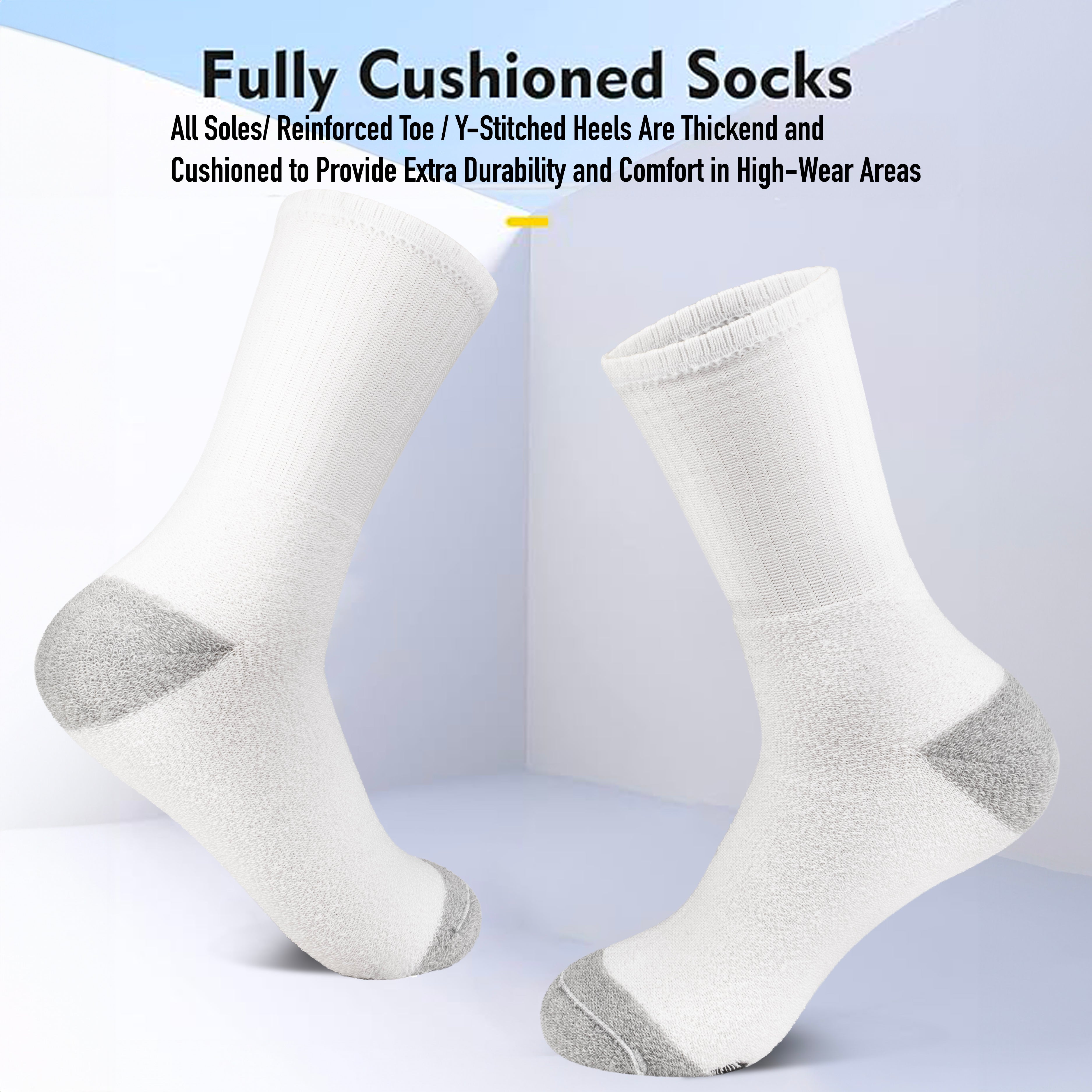 6-Pairs Cotton Athletic Crew Socks