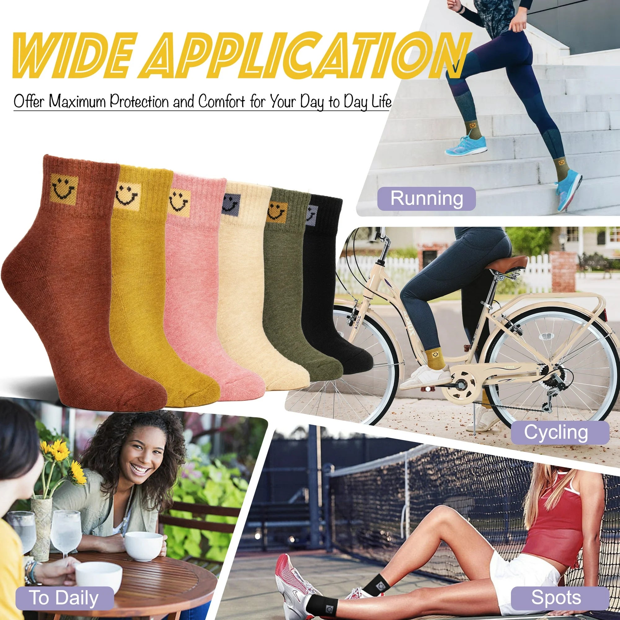 6-Pairs Women’s Cotton Mini Crew Socks – Cute Aesthetic Design