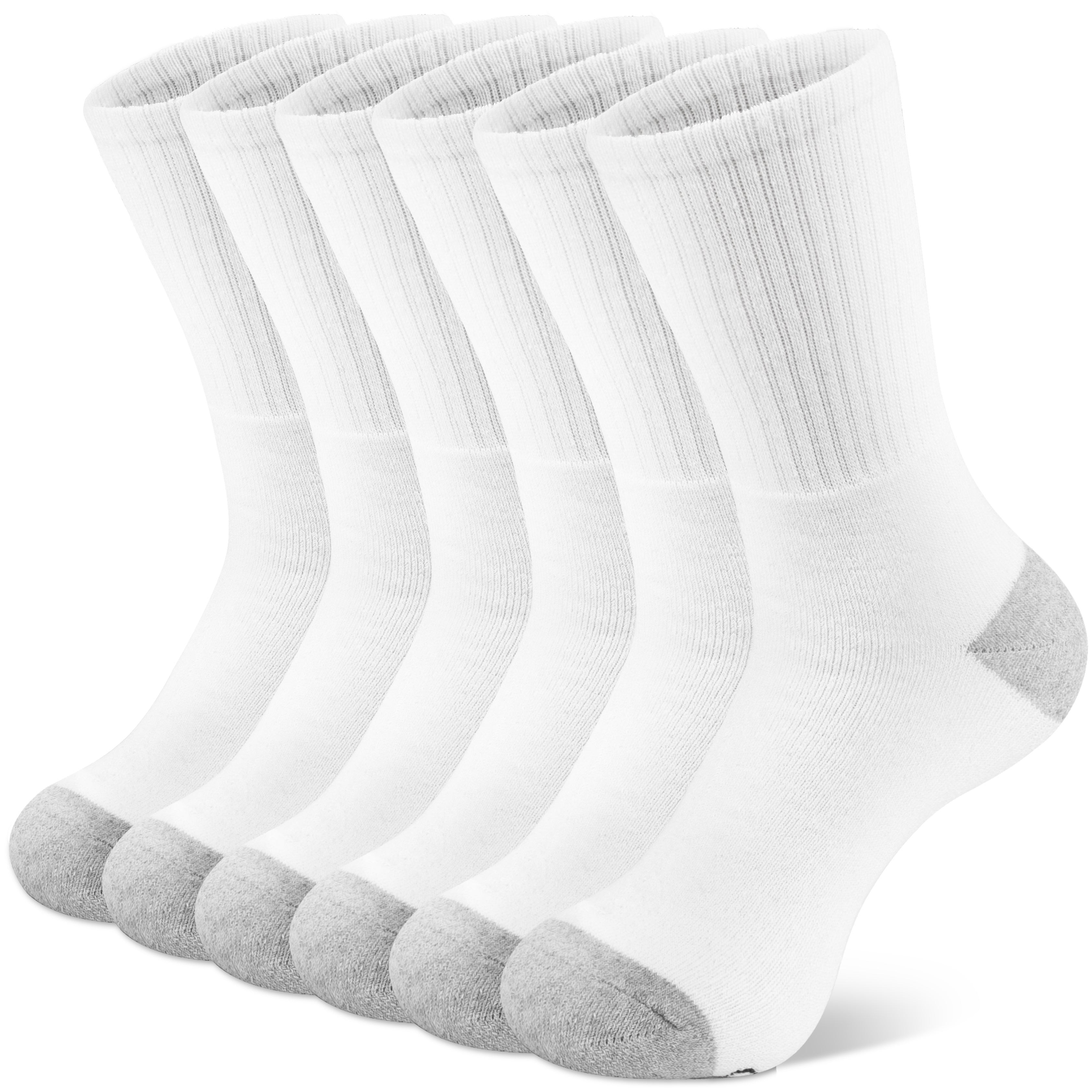 6-Pairs Cotton Athletic Crew Socks