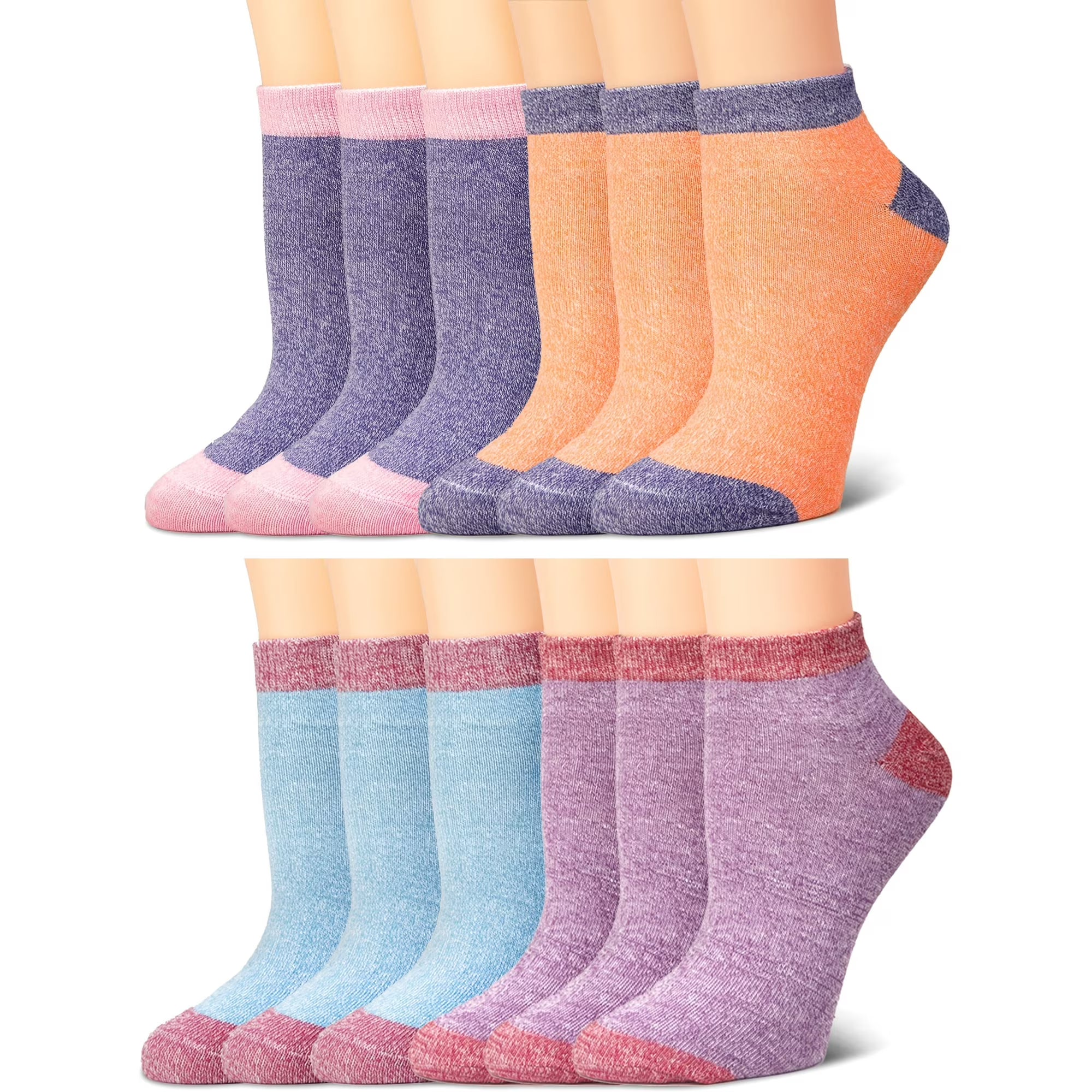 12-Pairs Performance Cushioned Cotton Low-Cut Athletic Socks