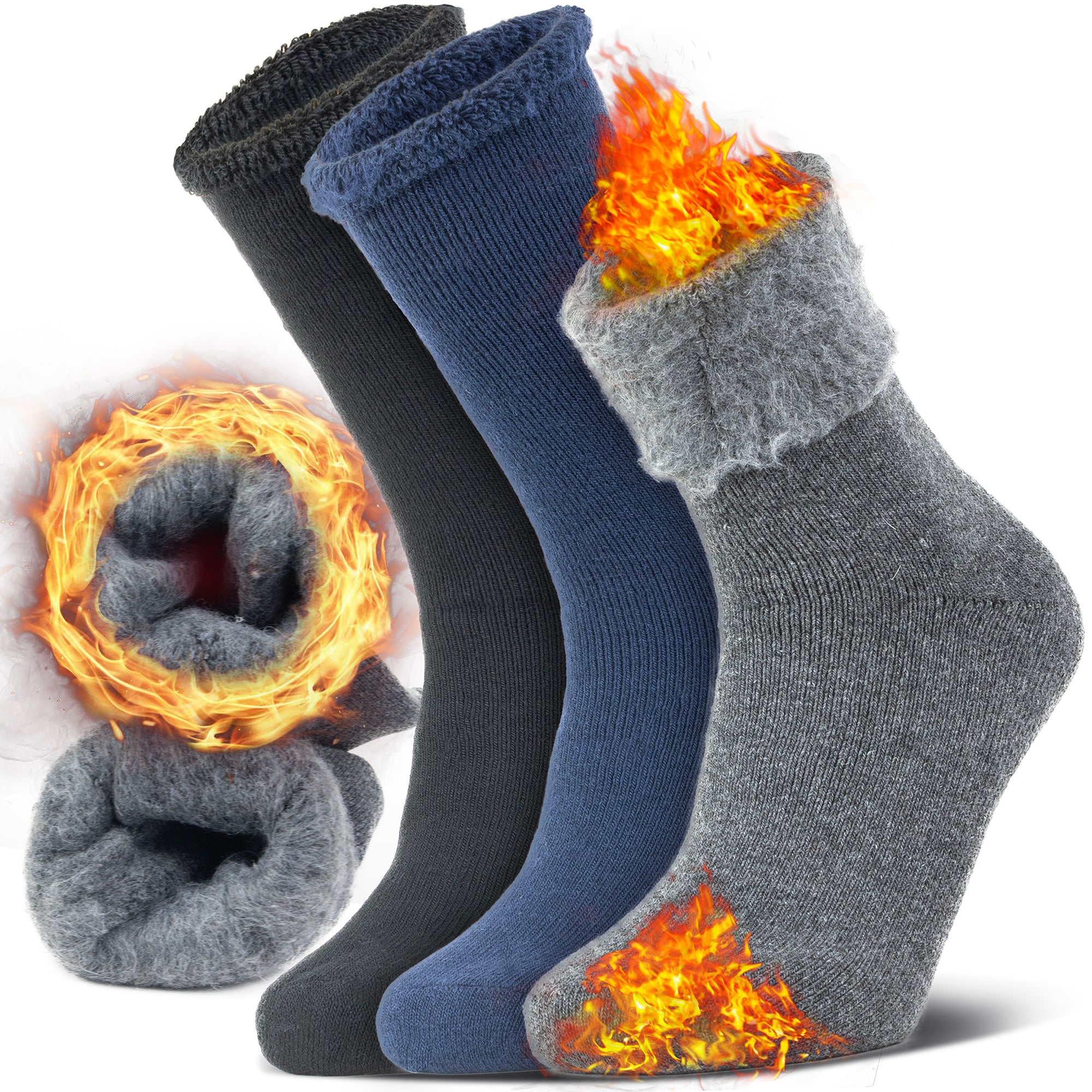 3-Pairs Winter Thermal Heated Socks for Men