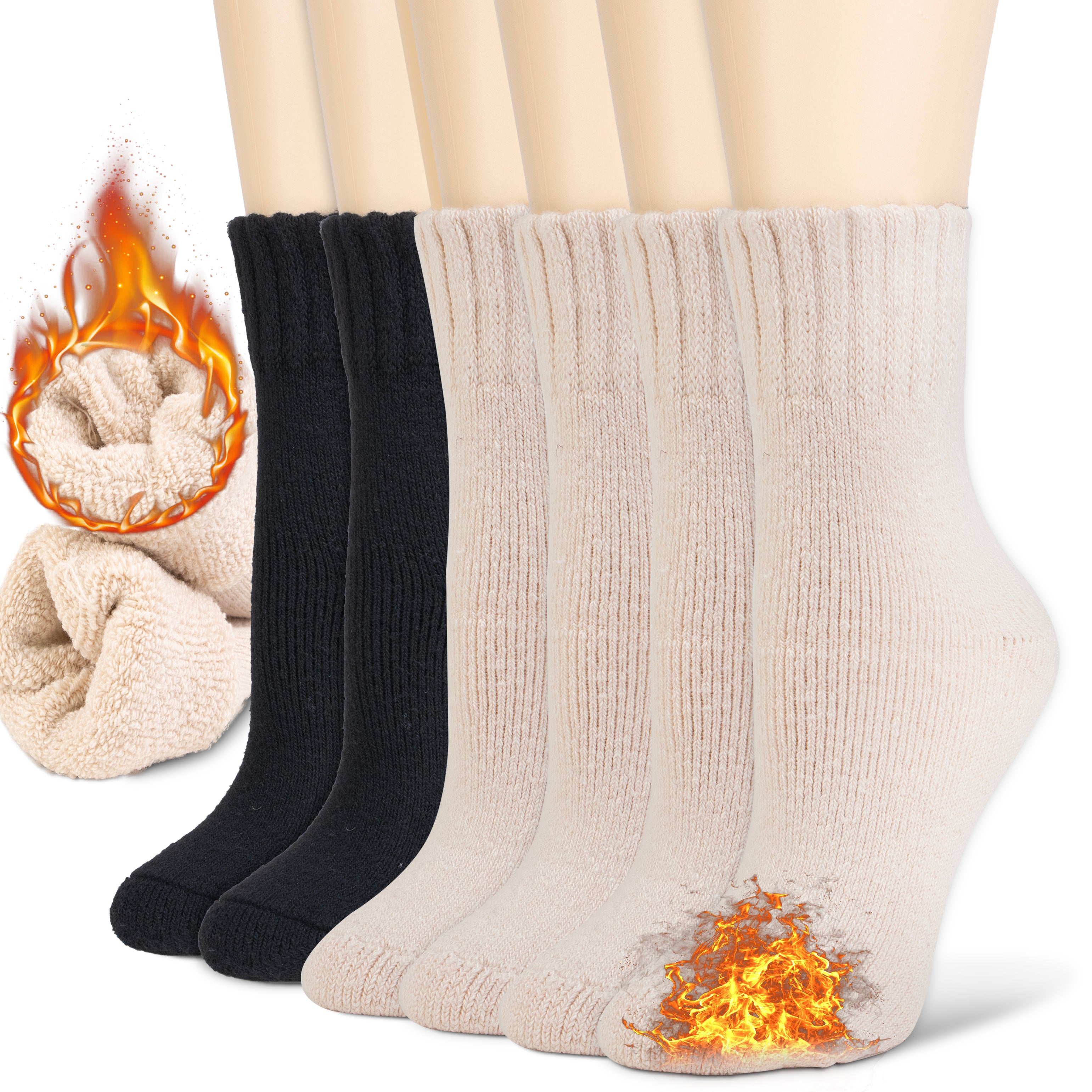 3-Pairs Women’s Merino Wool Thermal Boot Socks