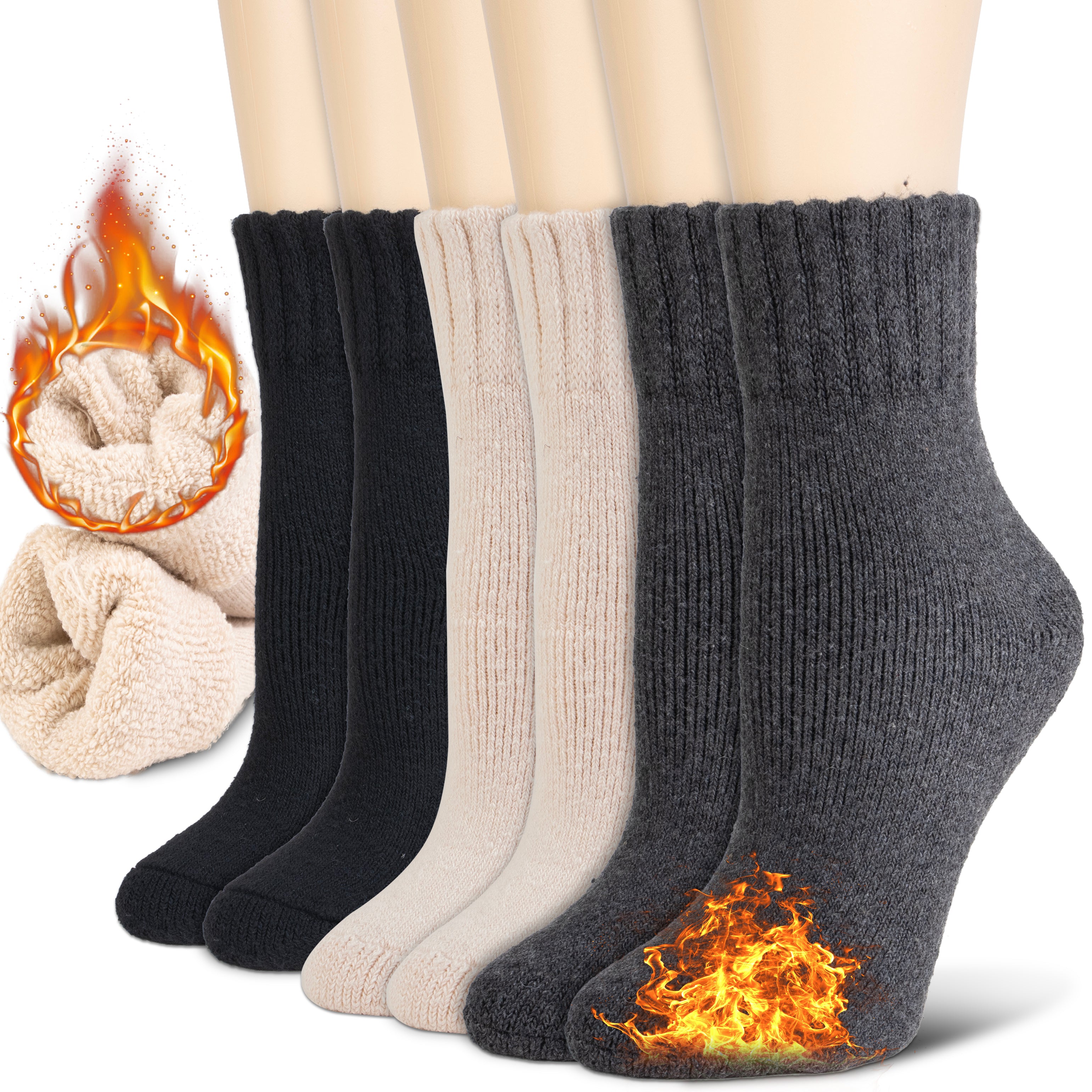 3-Pairs Women’s Merino Wool Thermal Boot Socks