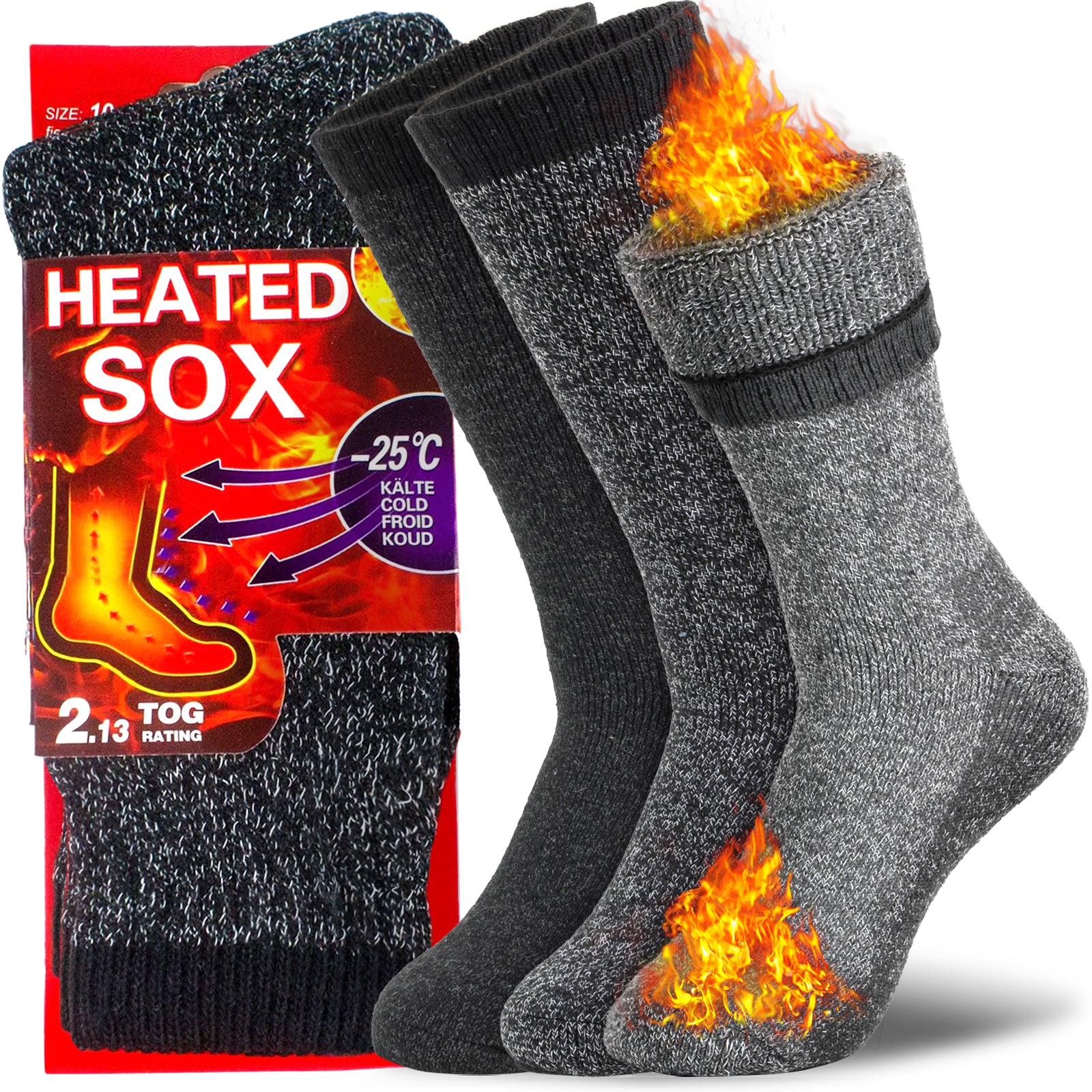3-Pairs Men’s Thermal Winter Boot Socks Size 10-13
